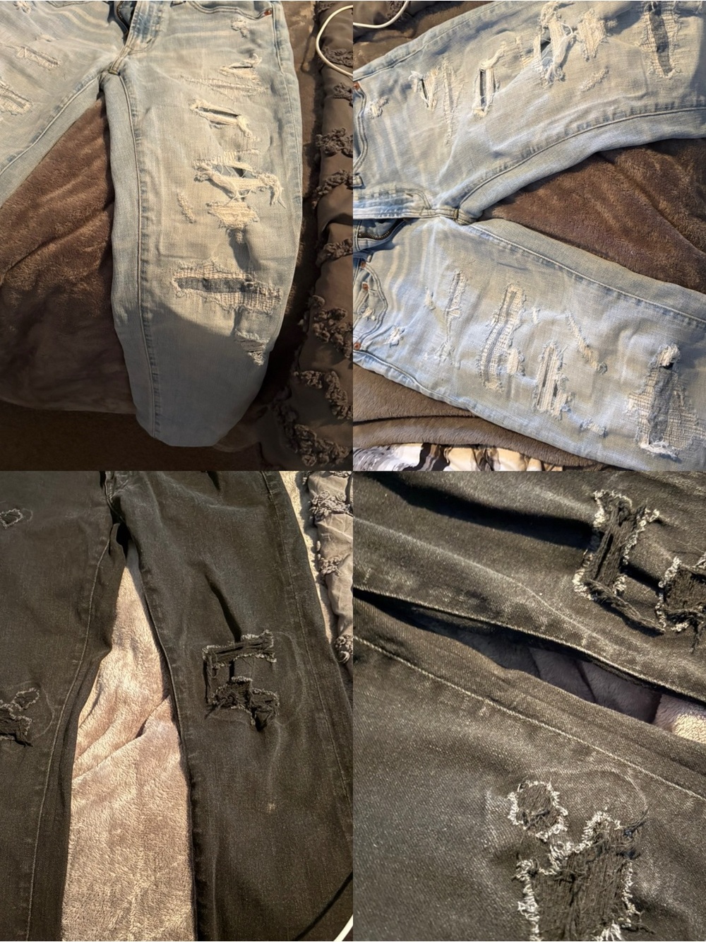 Black Distressed👖 blue denim American Eagle two pairs 29 x 32